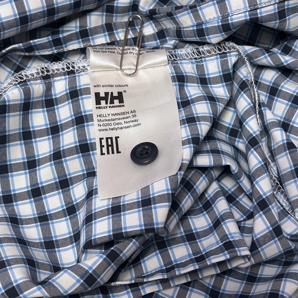 Helly Hansen Fjord Shirt Activity Two Tone Blue Plaid Lightweight Versatile NWOT - Picture 10 of 13